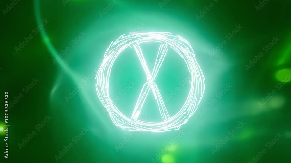 Glowing neon x symbol on vibrant green background Glowing neon x symbol on vibrant green background