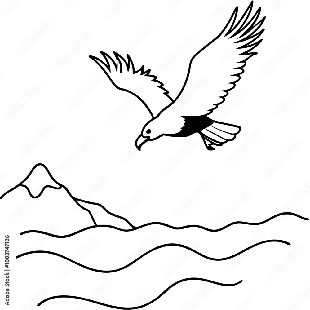 Fototapeta premium Majestic Bald Eagle Diving Vector Illustration Capturing Nature's Power 