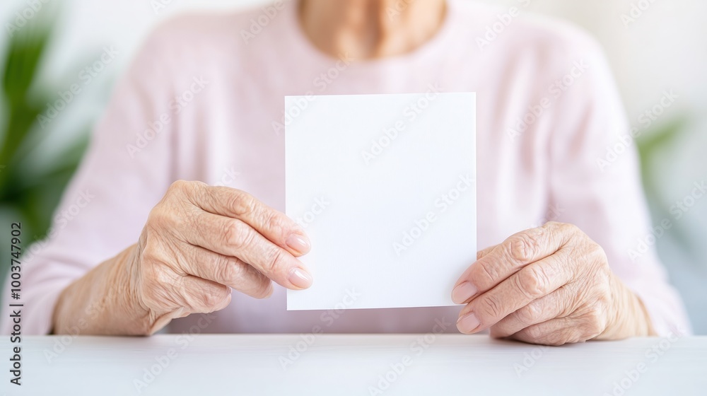Blank Card in Senior Hands Blank Card in Senior Hands