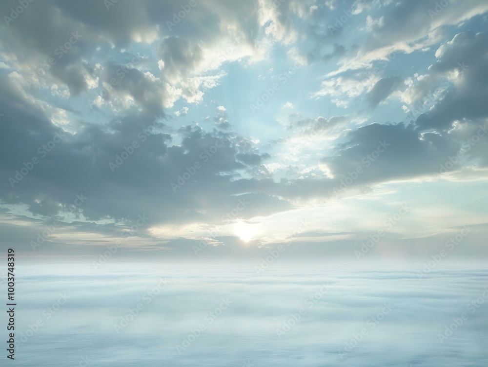 Obraz premium Low Hanging Clouds Over a Vast Plain