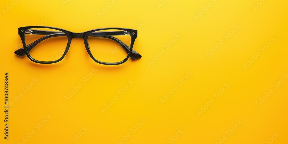 Simple Glasses on Yellow Background Simple Glasses on Yellow Background