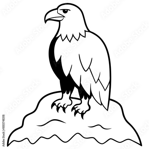 Powerful Alaskan Bald Eagle against a backdrop of mountains vector illustration
