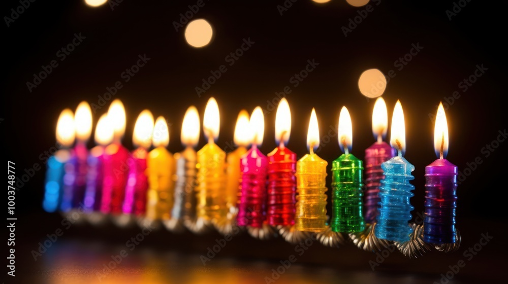 Colorful Candles on a Dark Background Colorful Candles on a Dark Background