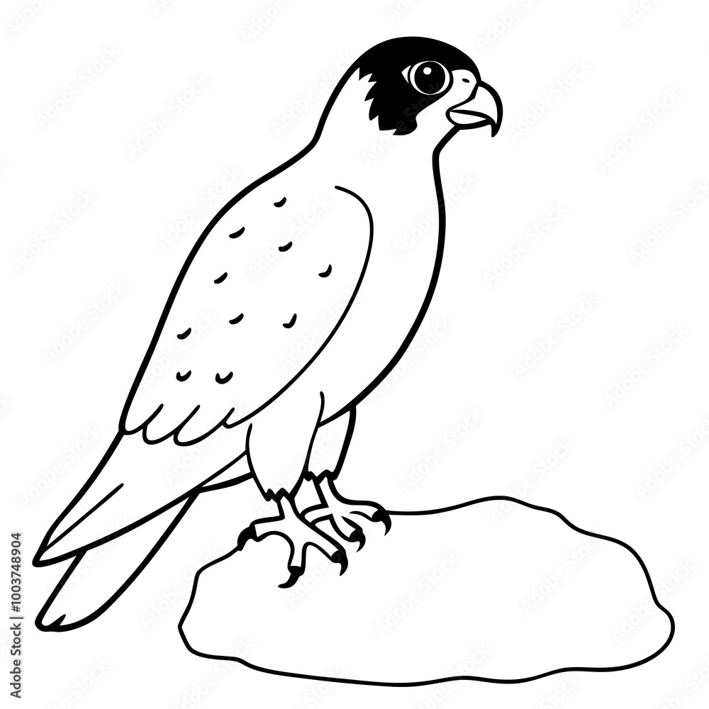 Fototapeta premium Vector Illustration of a Peregrine Falcon Perched Majestically on a Branch