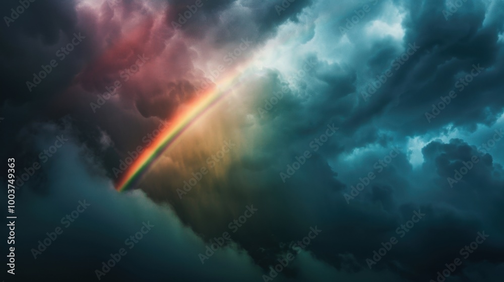 Rainbow Cutting Through Thick Storm Clouds Rainbow Cutting Through Thick Storm Clouds
