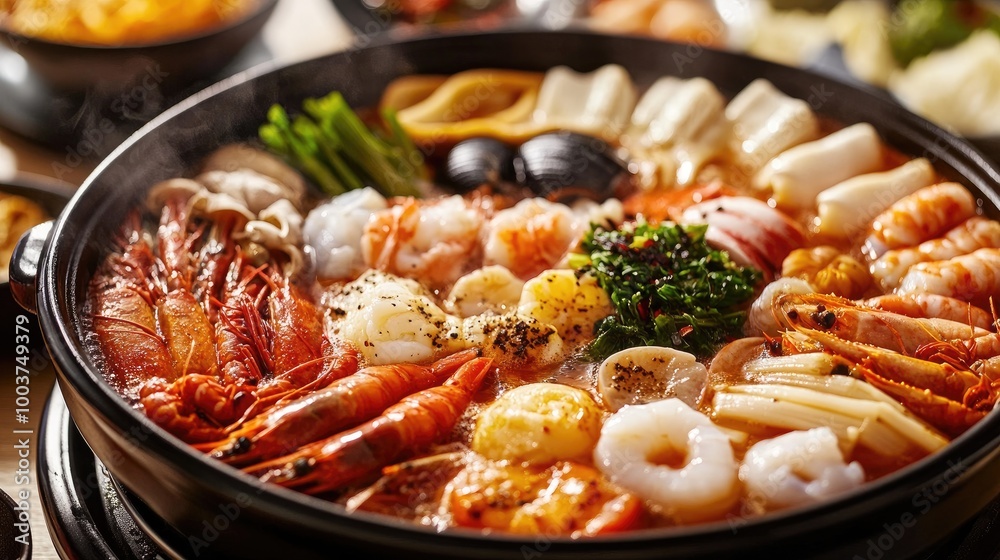 Fresh Seafood Platter in a Hot Pot Fresh Seafood Platter in a Hot Pot