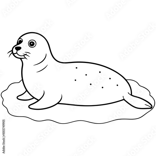 Weddell Seal Relaxing on a Snowy Landscape Vector Illustration 