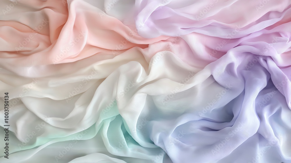 Obraz premium Soft, colorful fabric draped elegantly on a neutral background.