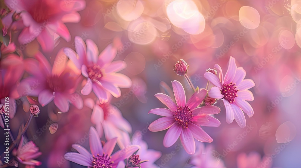 Close up bokeh centered nature shot of pink flowers outdoor during autumn season Close up bokeh centered nature shot of pink flowers outdoor during autumn season