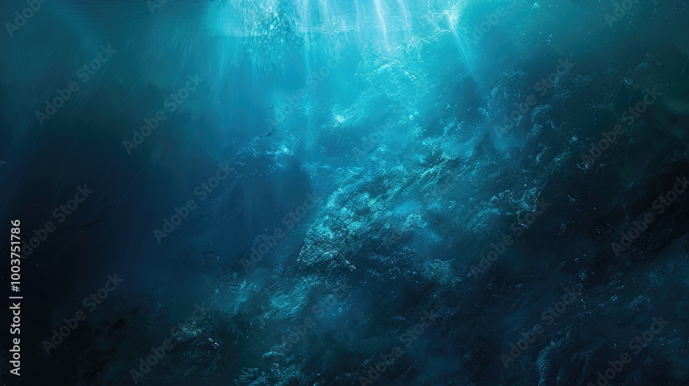Deep underwater abstract marine background Tranquil view