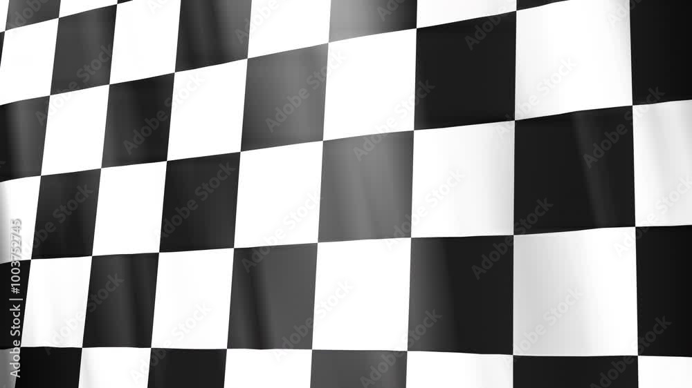 Animated Checkered Flag Waving in Black and White Animated Checkered Flag Waving in Black and White