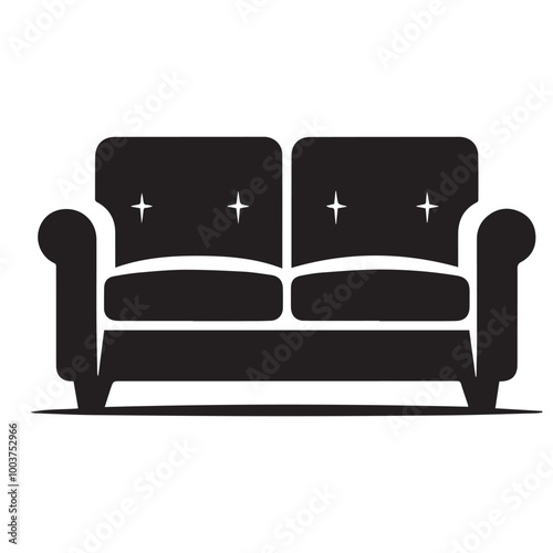 sofa silhouette - vector image of sofa  - comfortable sofa - setting sofa -black & white sofa