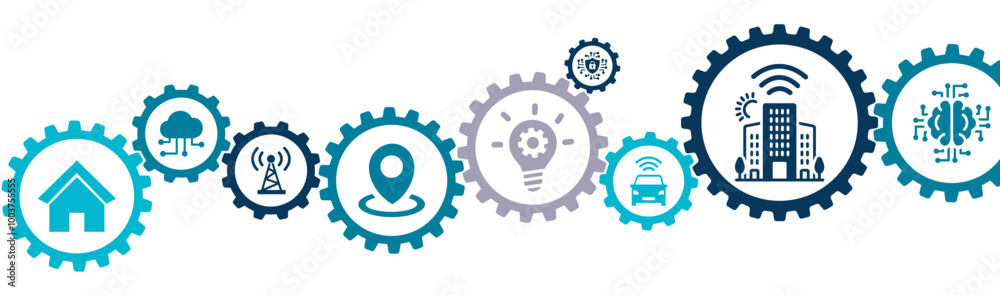 Smart City banner vector illustration with the icon of utilize digital infrastructure, cerate efficient and sustainable solution, transportation energy, waste management, communication, data analysis. Smart City banner vector illustration with the icon of utilize digital infrastructure, cerate efficient and sustainable solution, transportation energy, waste management, communication, data analysis.