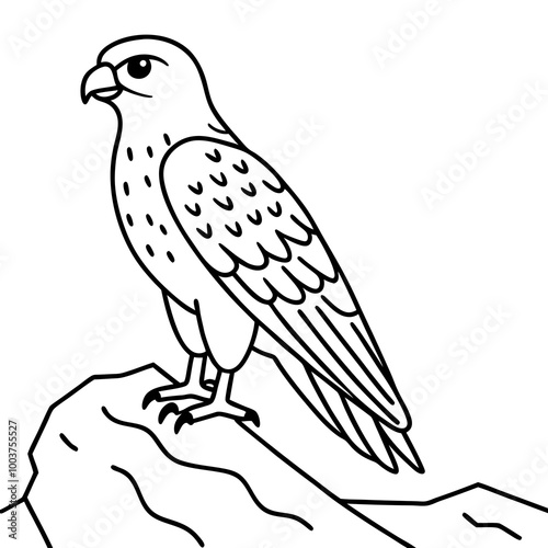 Gyrfalcon on a Snowy Mountain Vector Illustration of Majestic Bird in Winter Wonderland 