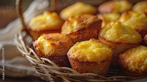 Cornmeal Cornbread Mini Corn Muffins in Basket