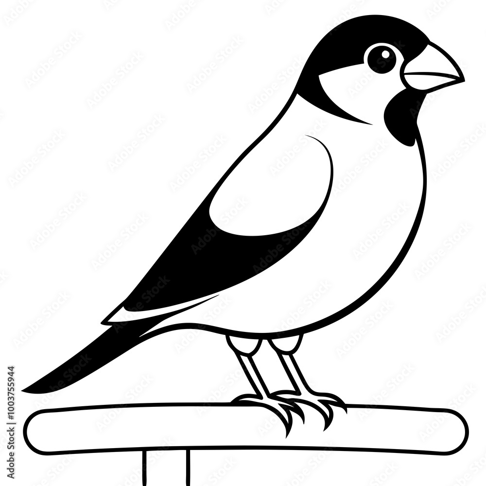 Obraz premium Beautiful Java Sparrow Vector Illustration in a Lush Tropical Setting 