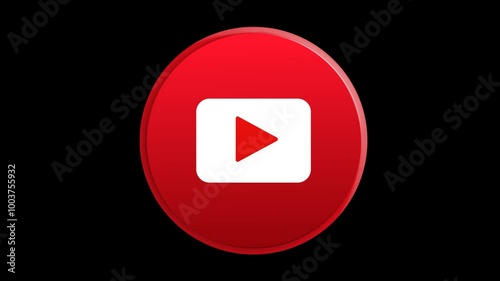 YouTube icon 3D animation. 4k video.