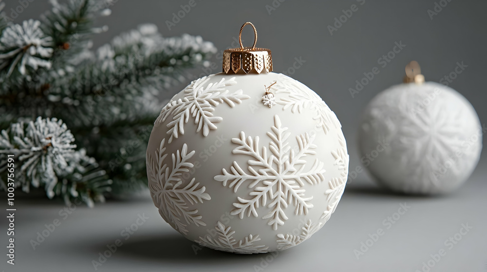 White Snowflake Christmas Ornament with Gold Trim White Snowflake Christmas Ornament with Gold Trim