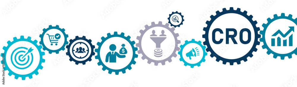 Conversion Rate Optimization CRO banner vector illustration with the icon of lead generation, testing, web site, process of increase percentage, website, mobile app, martech Conversion Rate Optimization CRO banner vector illustration with the icon of lead generation, testing, web site, process of increase percentage, website, mobile app, martech