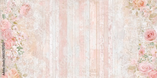 A soft, vintage floral design with pastel colors and wooden textures, ideal for backgrounds or elegant decorations.