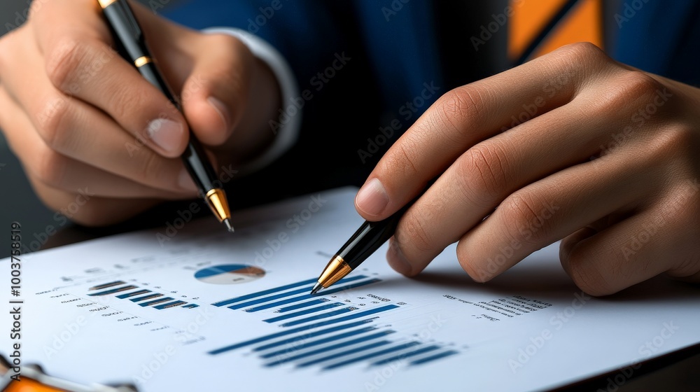Strategic Planning: Close-up of hands meticulously analyzing financial charts and graphs, showcasing precision and strategic decision-making in business. Strategic Planning: Close-up of hands meticulously analyzing financial charts and graphs, showcasing precision and strategic decision-making in business.
