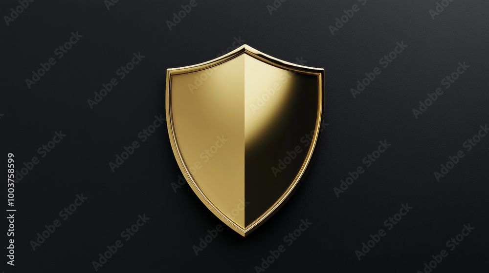 Golden shield on dark background Golden shield on dark background