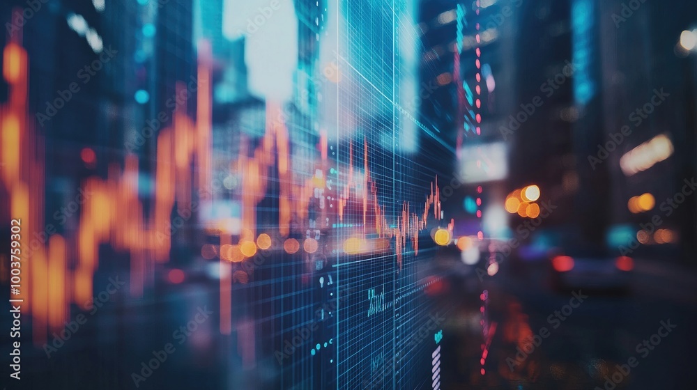 Naklejka premium Urban Financial Market Trends in Motion