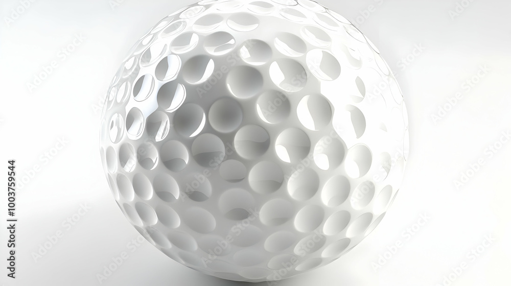 White Golf Ball Closeup with Dimples and Shiny Surface White Golf Ball Closeup with Dimples and Shiny Surface