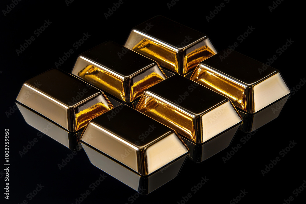 A collection of shiny gold bars arranged in a visually appealing manner, symbolizing wealth and investment.