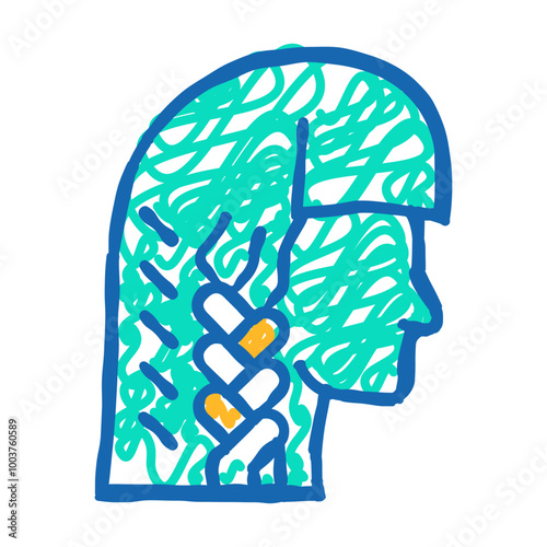 braiding hair doodle icon sketch vector. braiding hair sign. isolated symbol illustration