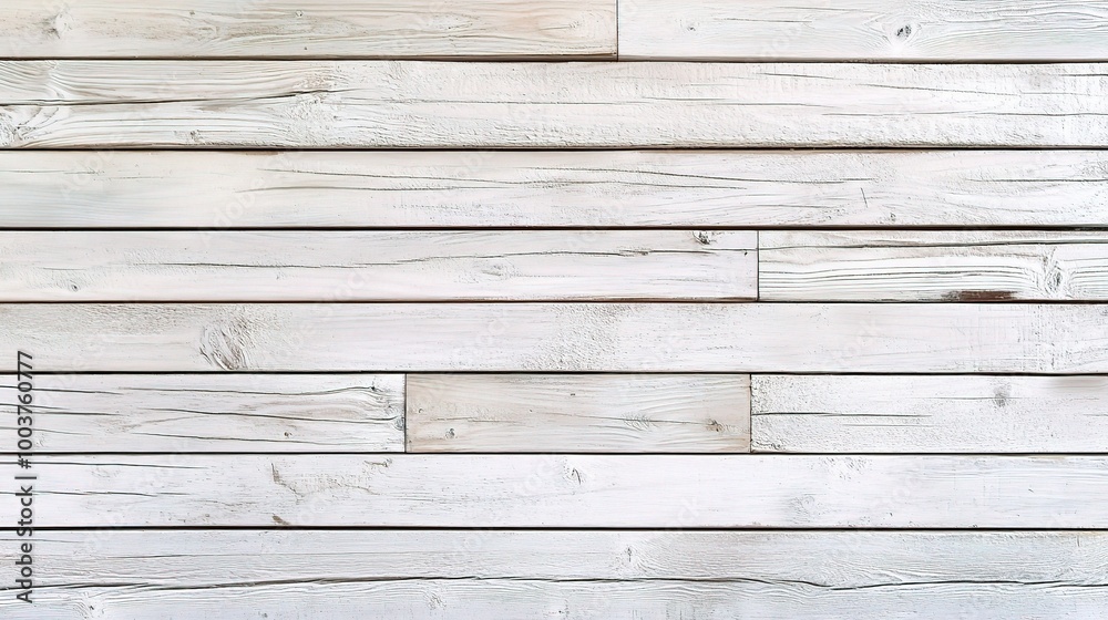 Fototapeta premium White Wooden Wall with Textured Planks