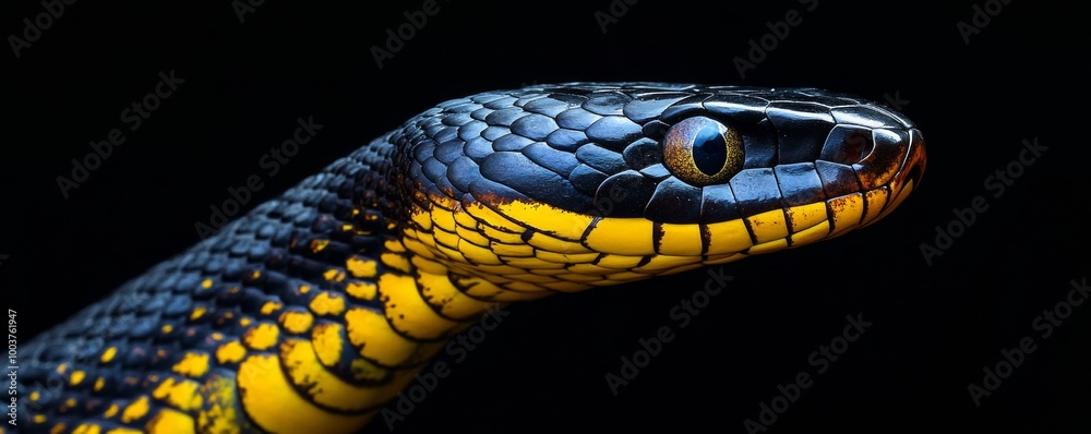Close-up of a yellow and black Close-up of a yellow and black