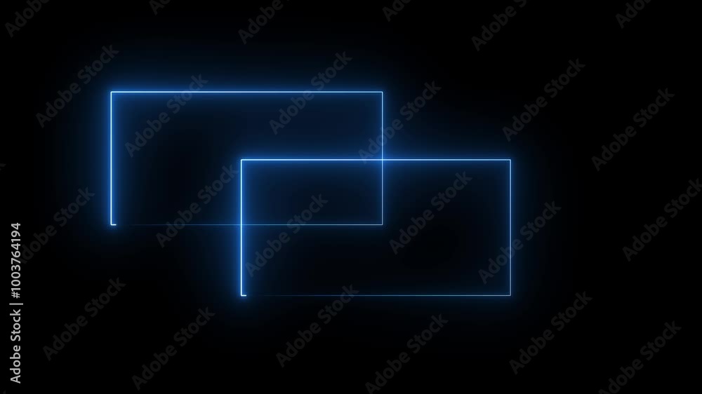 Abstract moving neon rectangle frame animation and seamless loop neon line rectangle border frame. Abstract moving neon rectangle frame animation and seamless loop neon line rectangle border frame.
