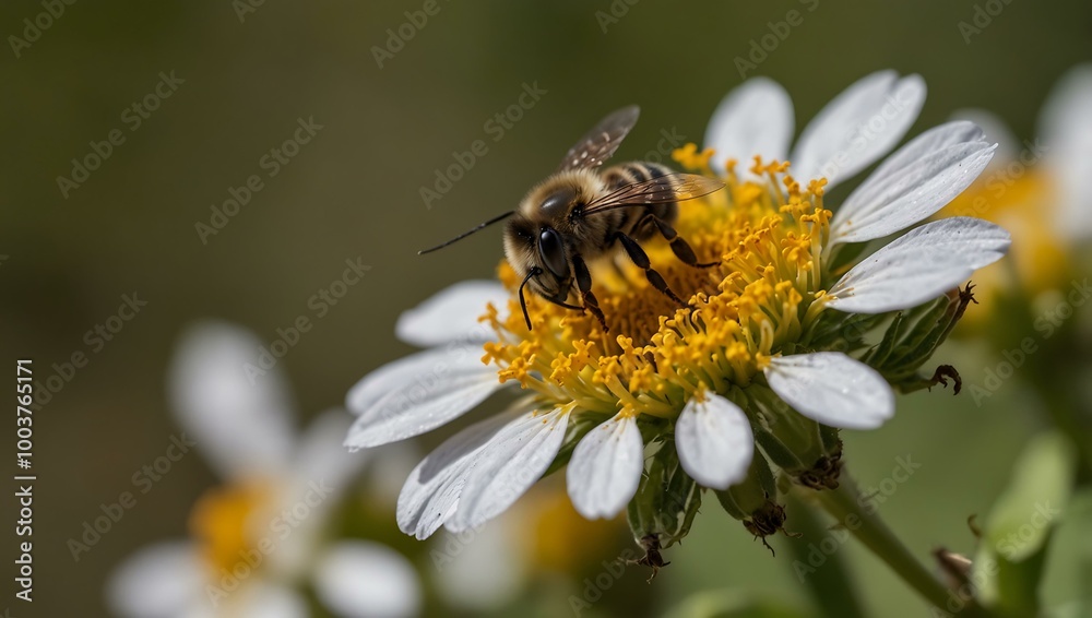 A detailed shot of a bee pollinating a flower, emphasizing the crucial role of pollinators in our ecosystems. A detailed shot of a bee pollinating a flower, emphasizing the crucial role of pollinators in our ecosystems.