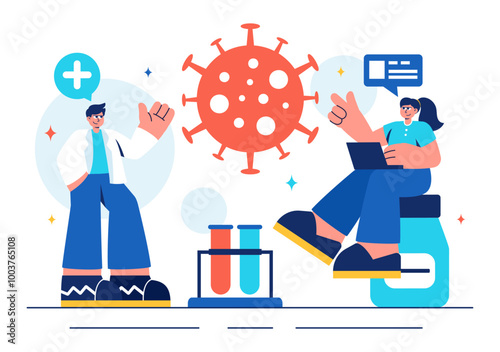 Immunologist Vector Illustration Showing the Immune Protection System Helping People Fight Infections and Harmful Bacteria in a Flat Style Background