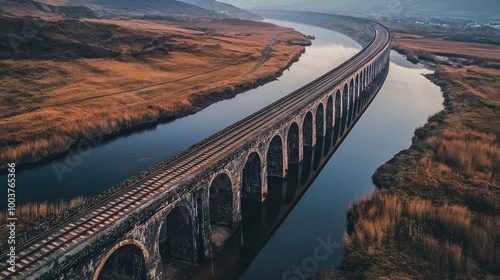 Wallpaper Mural Scenic Viaduct Over Calm Waterway at Dusk Torontodigital.ca