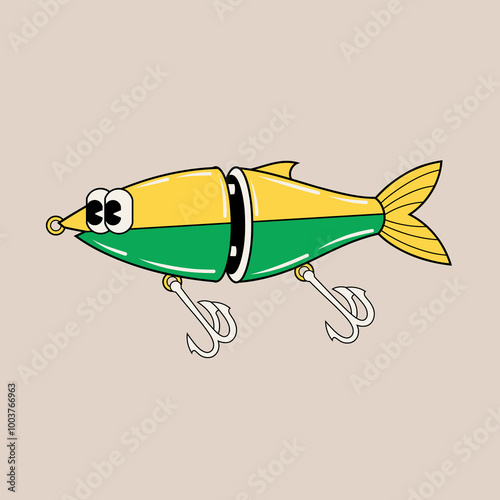 Doodle cute character illustration fishing hook sticker