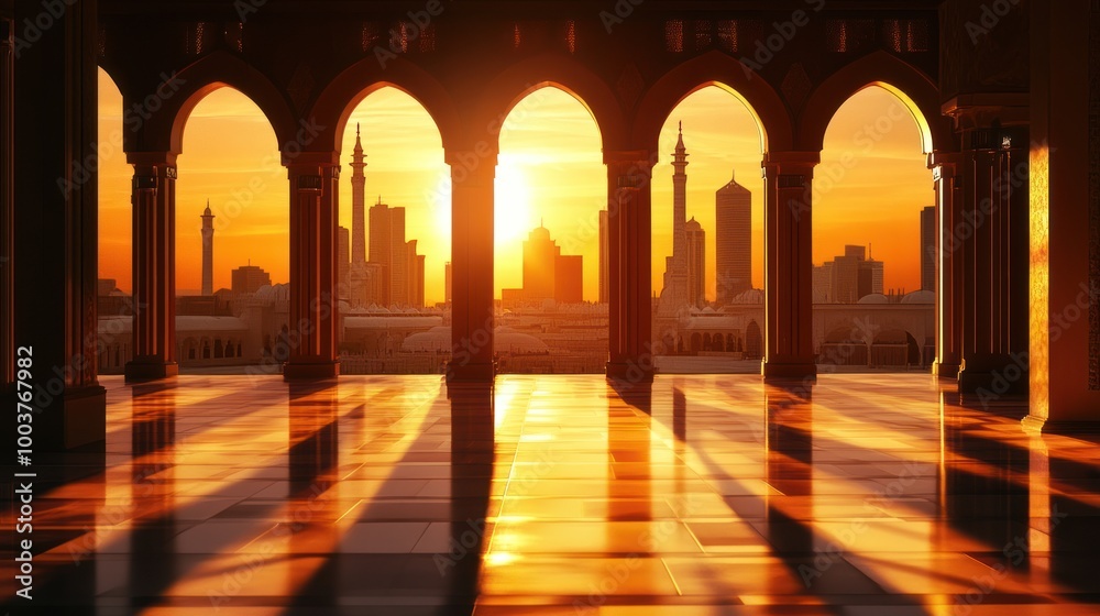 Obraz premium Sun Setting Through Arches