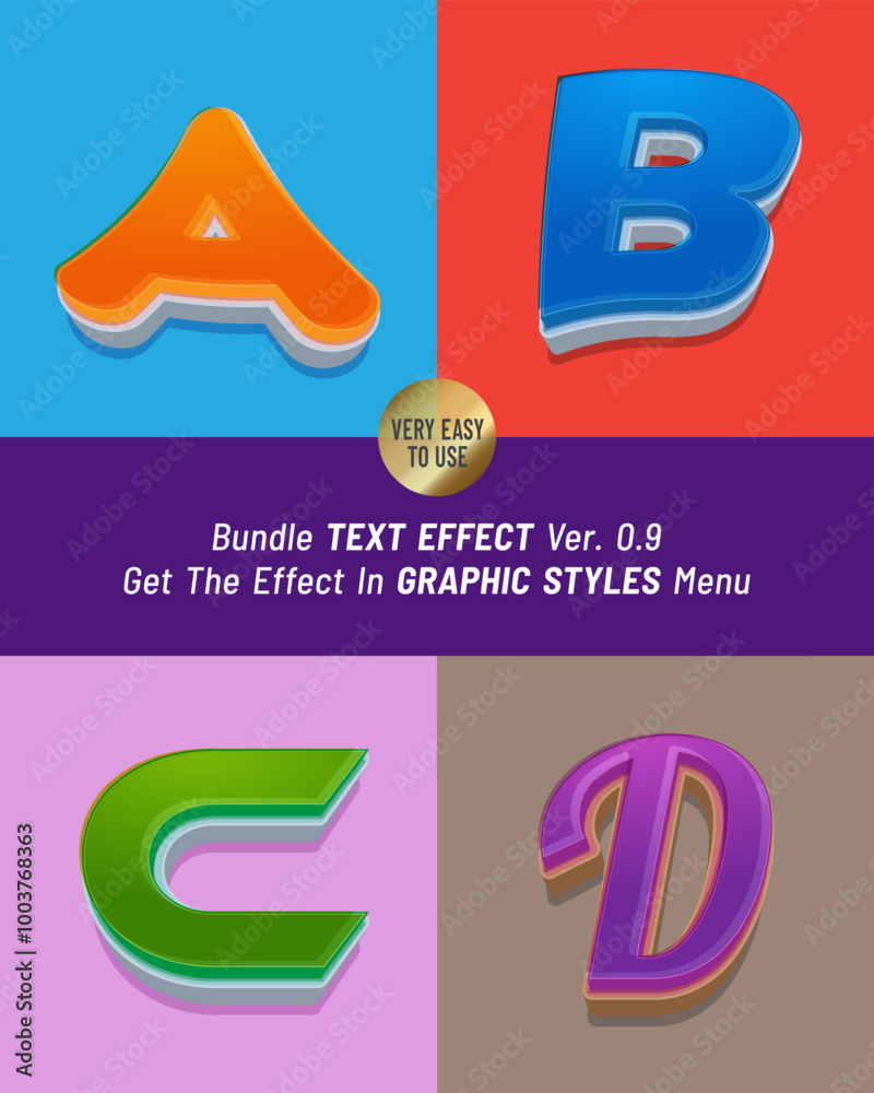 Naklejka premium 3d style variations on letters bundle ver. 09