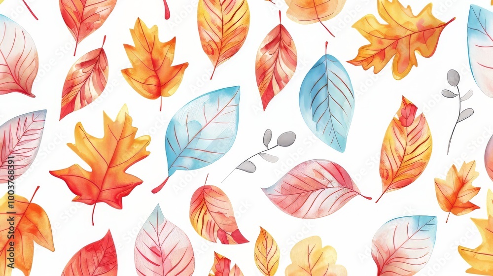 A bunch of vibrant fall leaves on white background, drawing pattern A bunch of vibrant fall leaves on white background, drawing pattern