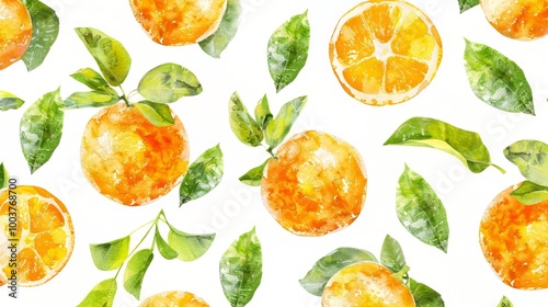 Oranges on white background, drawing pattern