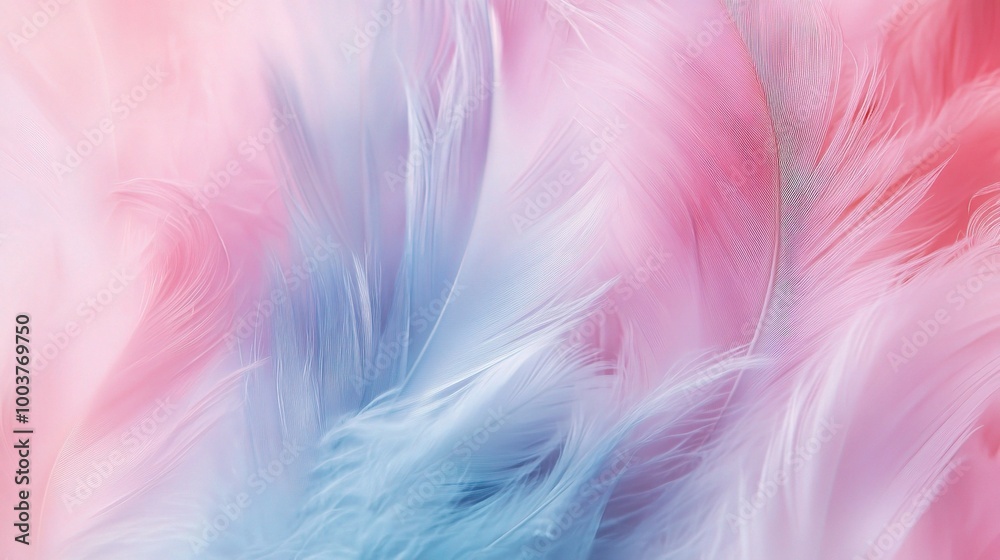 Soft Pastel Feathers in Shades of Pink and Blue Soft Pastel Feathers in Shades of Pink and Blue