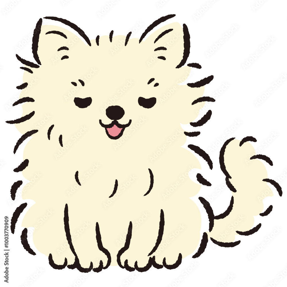 おじぎをしている犬の手描きイラスト