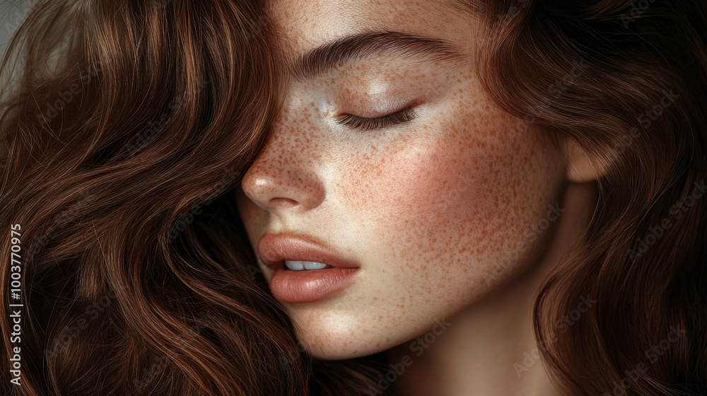 Beauty brown hair women with face for hair care product with copyspace Beauty brown hair women with face for hair care product with copyspace