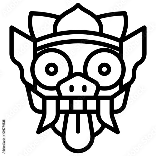 Mask Barong Bali Line Icon