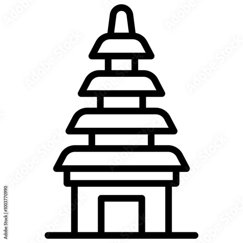 Indonesian Pura Bali Monument Line Icon
