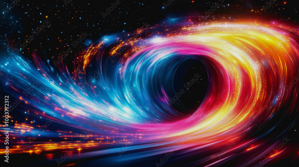 Fototapeta premium Futuristic space vortex with glowing tech elements