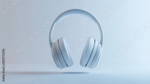 Sleek and Minimalist Wireless Headphones Floating in Mid-Air