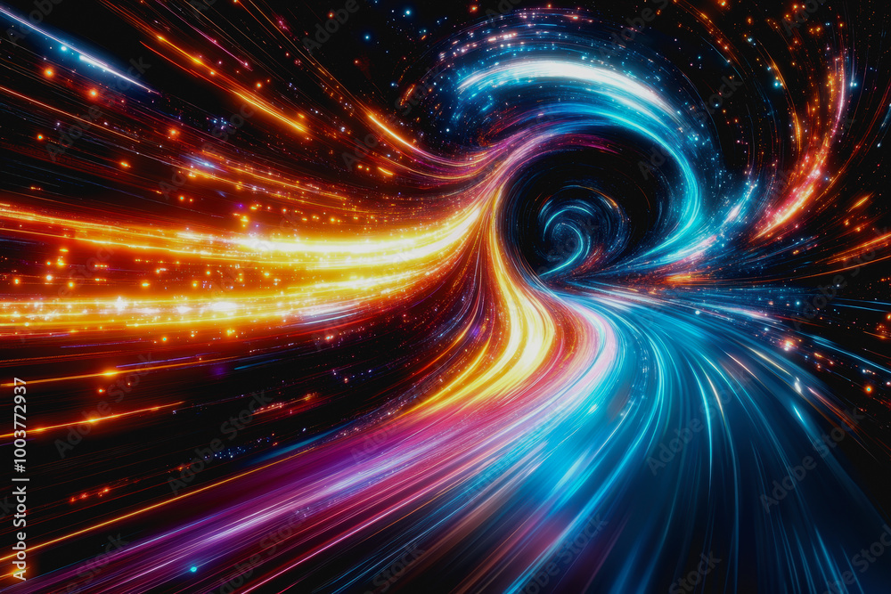 Futuristic space vortex with glowing tech elements Futuristic space vortex with glowing tech elements