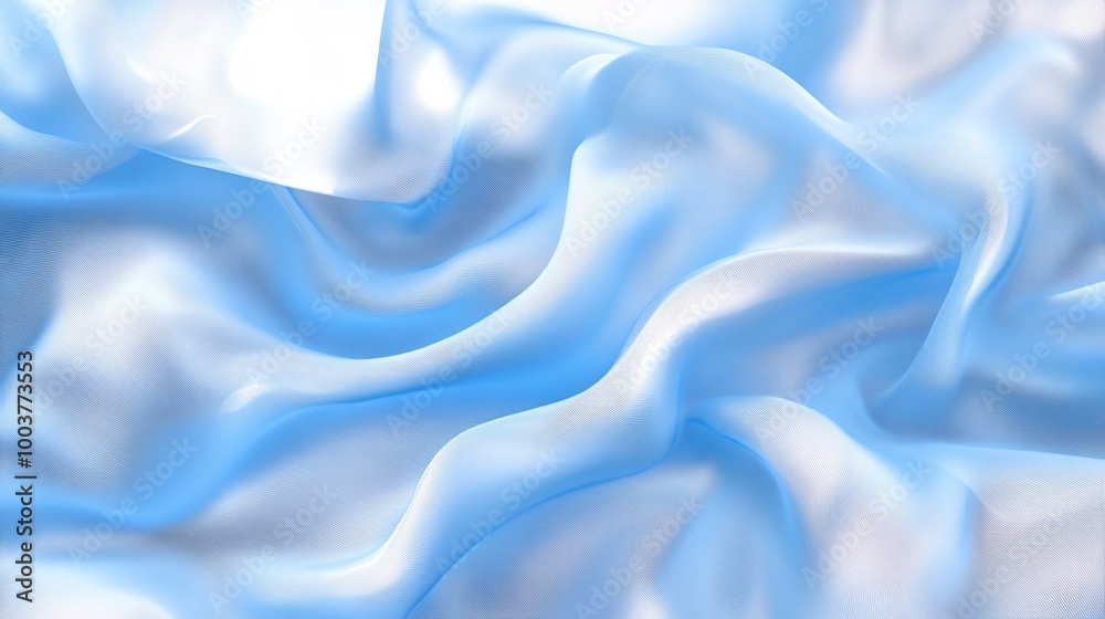 Obraz premium flowy light blue and white fabrics, soft light fabric and silk background